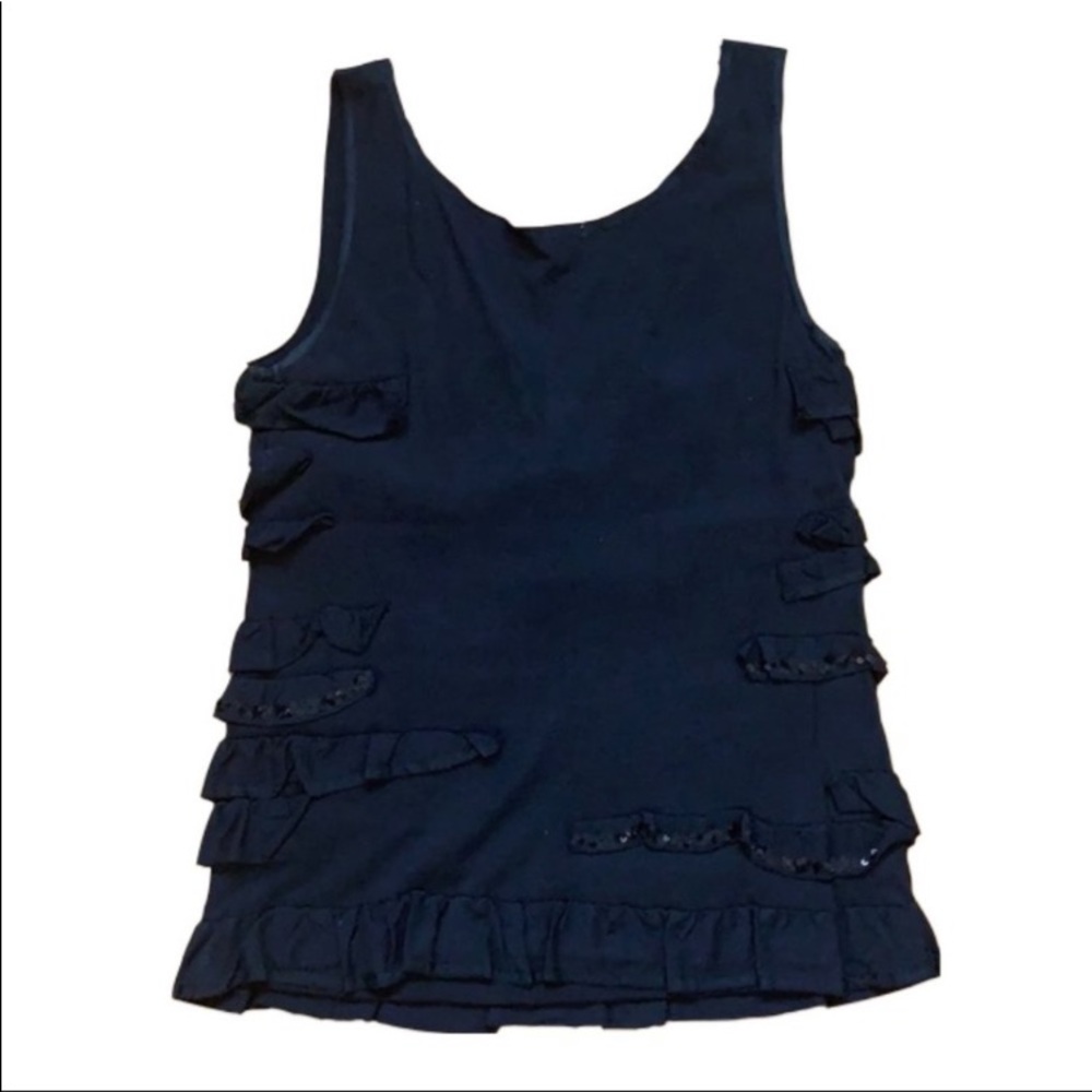 j.Crew Ruffled Sequins Black Tank-top - Picture 2 of 8